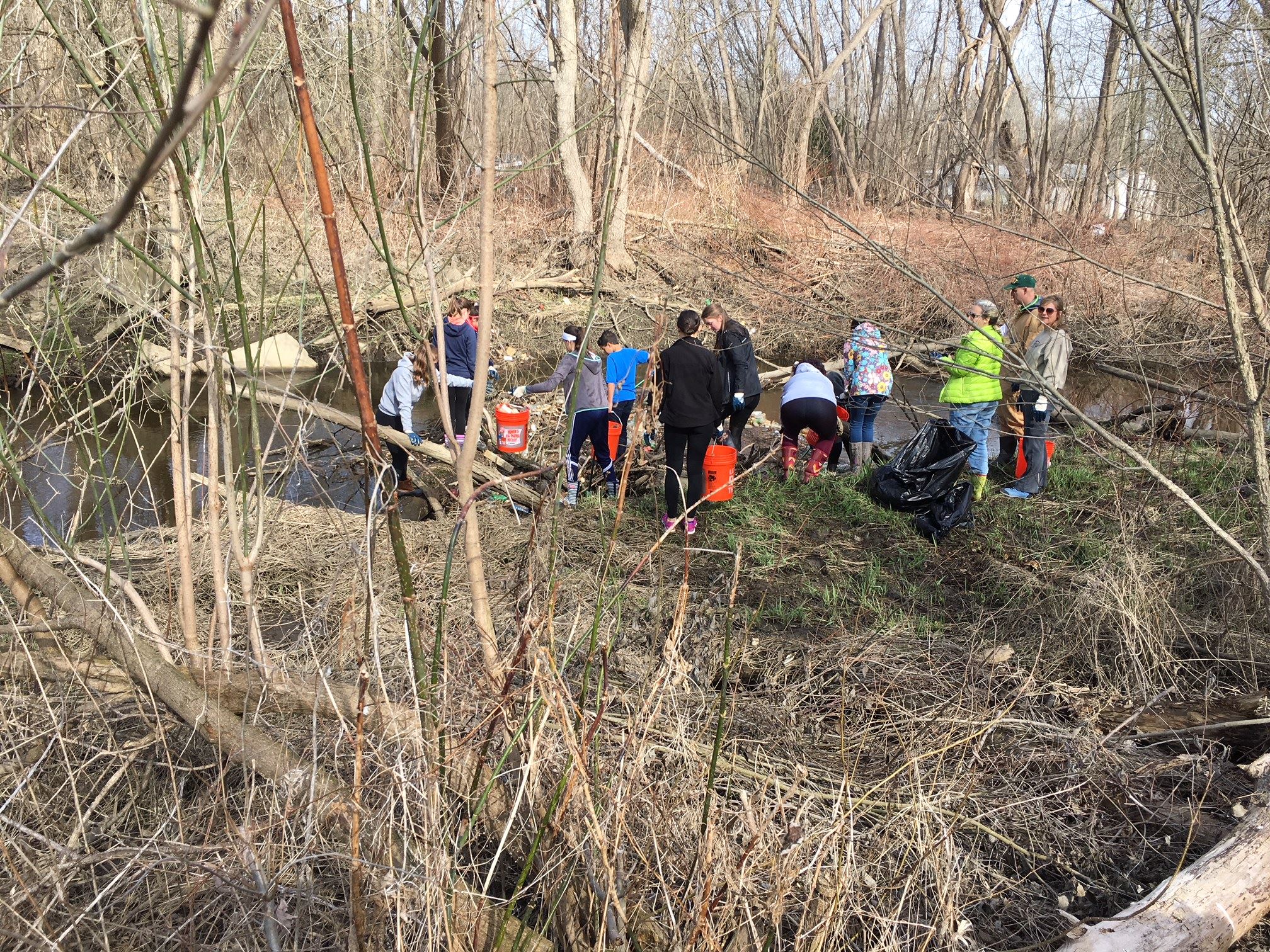 residents doing clean up