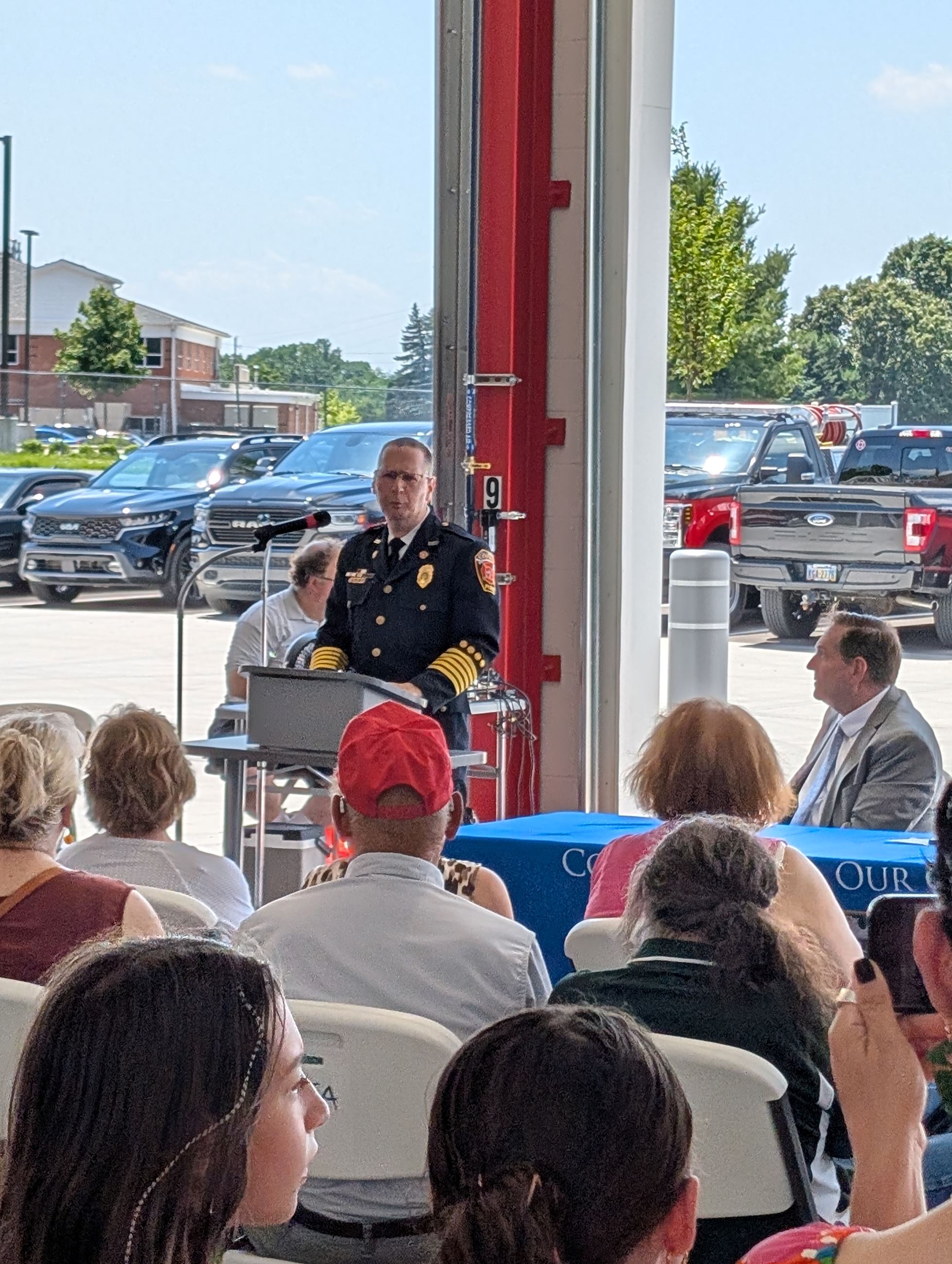 Fire Chief Chris Bower Delivering a Speech to Residents at the Safety Center Facility Dedication - June 22, 2025