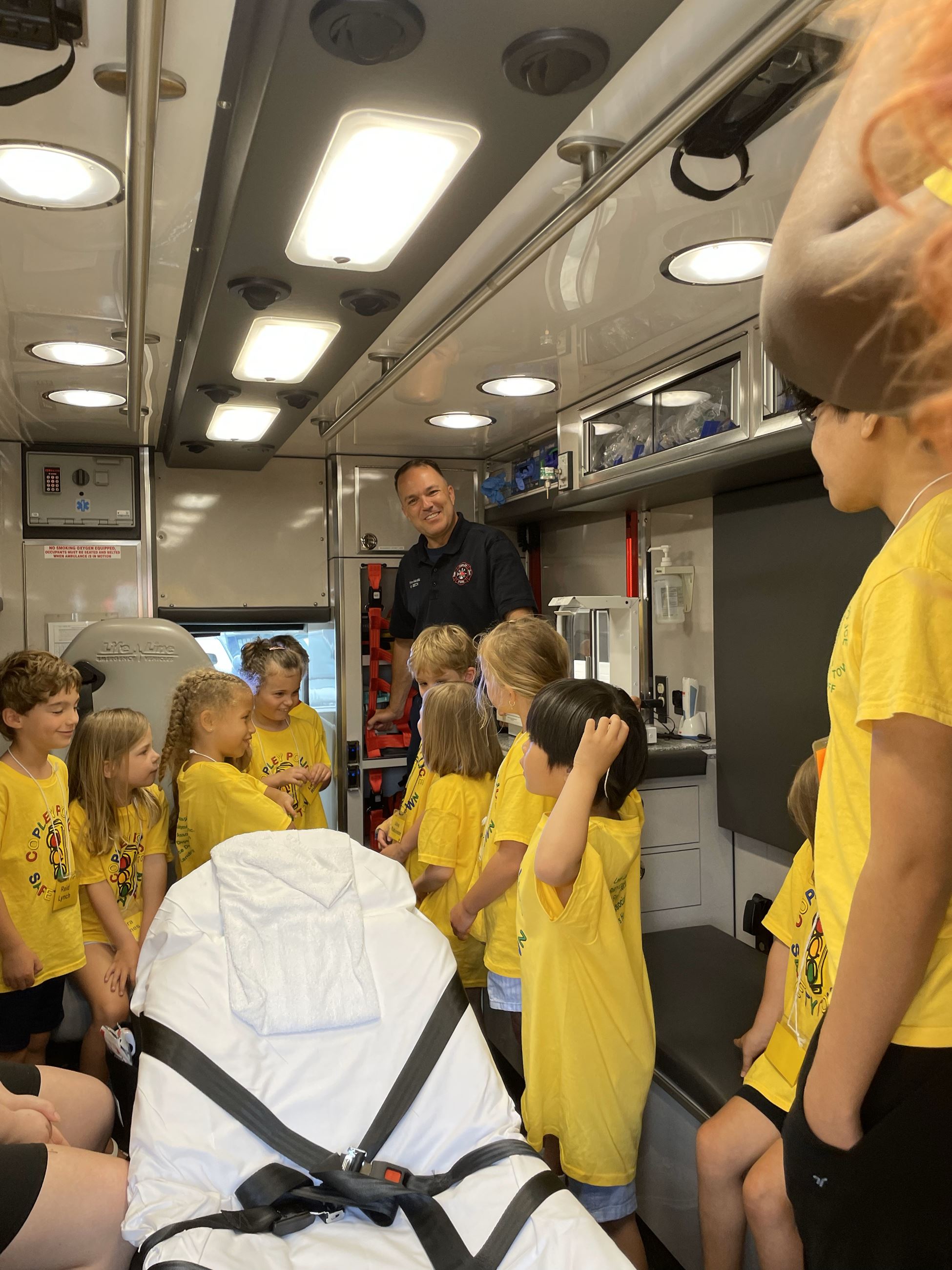 Fireman Matt Presents Inside of an Ambulance at Copley Township Safety Center on Day 3 of Safety Town 2025